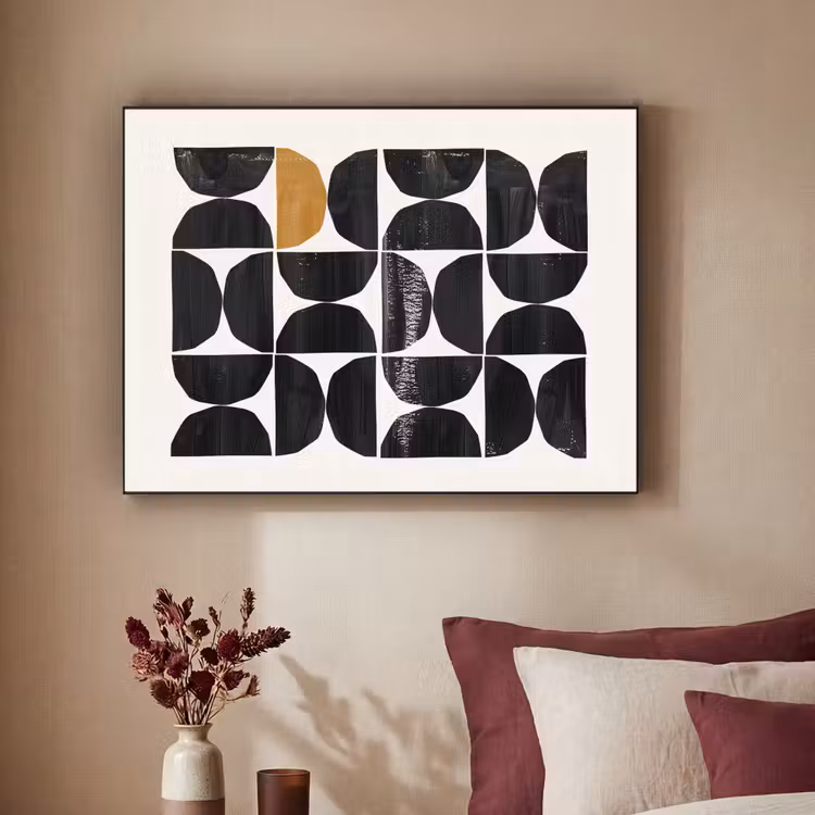 Modern - Halve cirkel - Goud - Zwart Textielframe - compleet frame klein -sfeer1