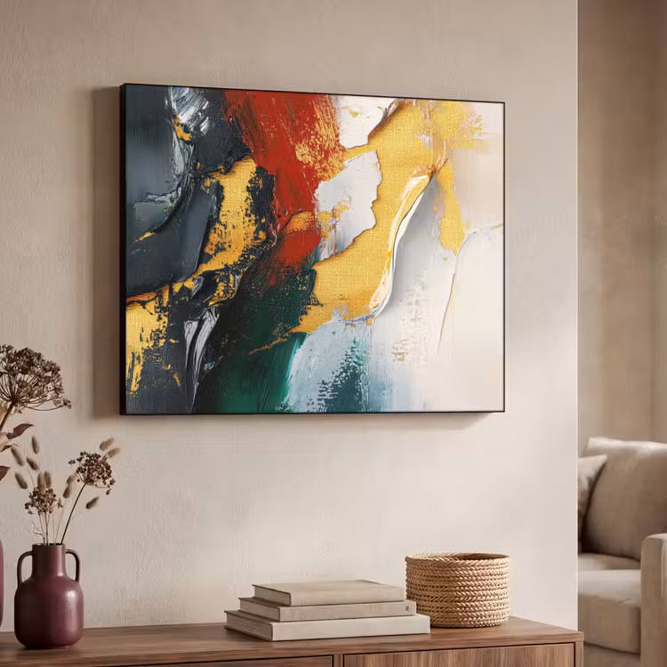 Modern - Kerst - Abstract - Goud Textielframe zwart klein -sfeer3