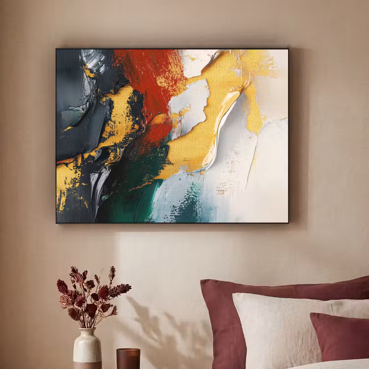 Modern - Kerst - Abstract - Goud Textielframe - compleet frame klein -sfeer1