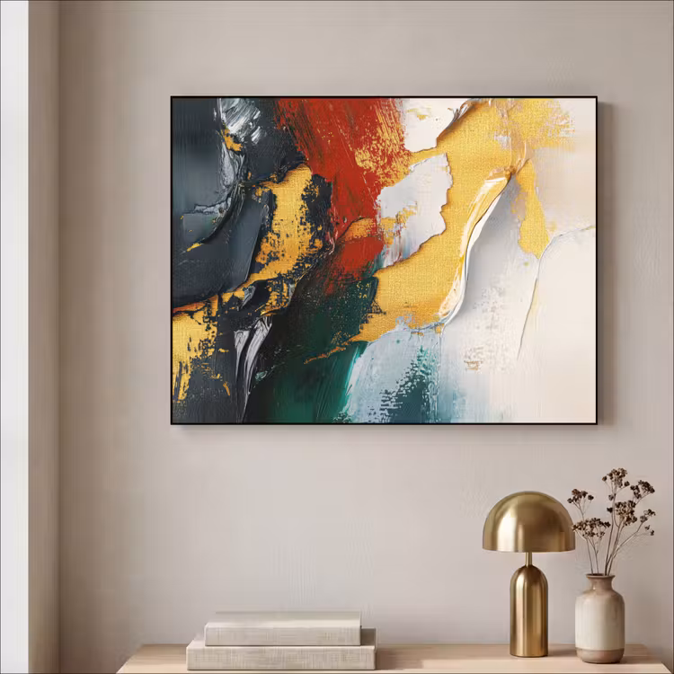 Modern - Kerst - Abstract - Goud Textielframe - compleet frame klein -sfeer2