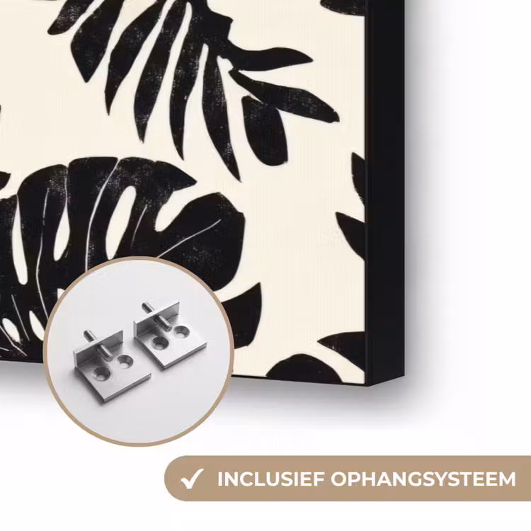 Modern - Monstera - Zwart Textielframe zwart klein 947 -USP_ophangsysteemNL
