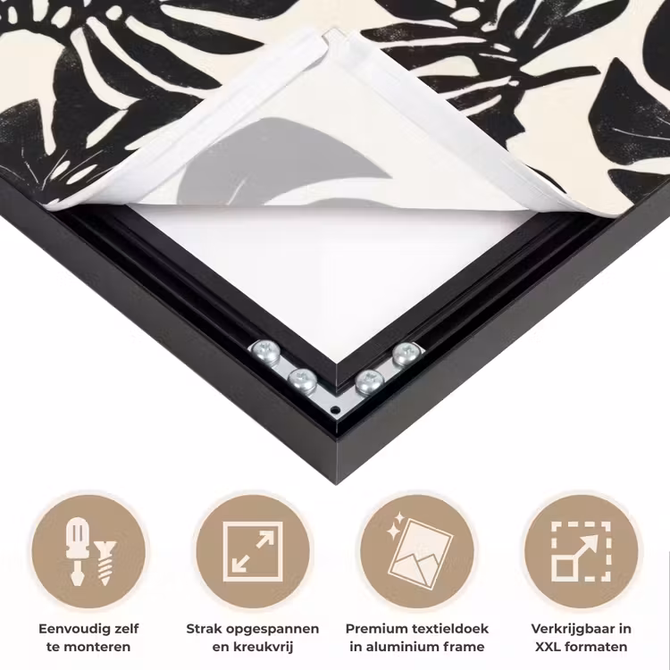Modern - Monstera - Zwart Textielframe zwart klein 947 -USP_feed_closeupNL