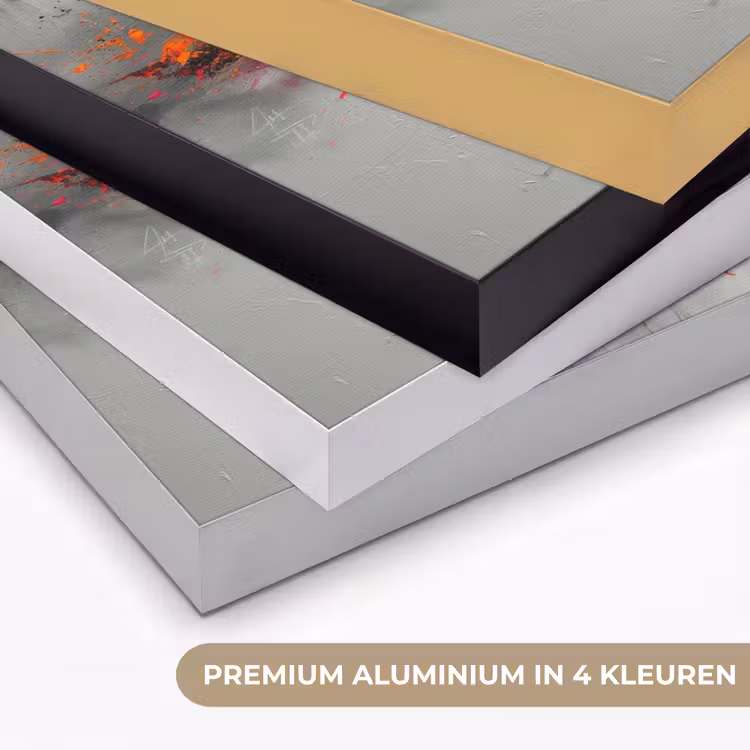 Modern - Oranje - Grijs - Kunst Textielframe zwart klein -USP_kleurenNL