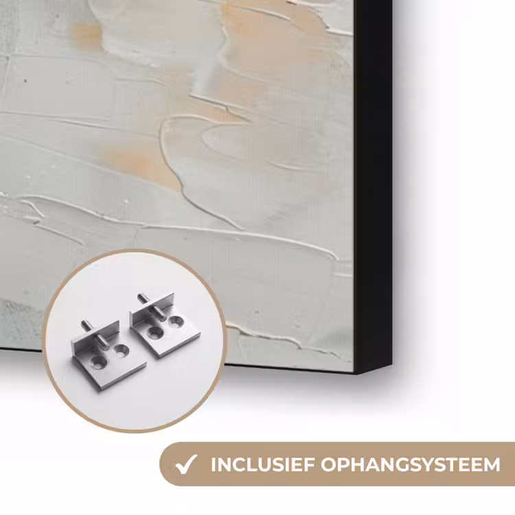 Modern - Oranje - Grijs - Kunst Textielframe zwart klein -USP_ophangsysteemNL