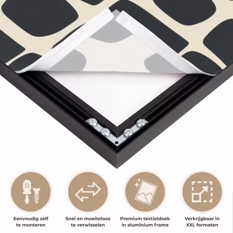 Modern - Organisch - Zwart Textielframe zwart klein 947 -USP_closeupNL