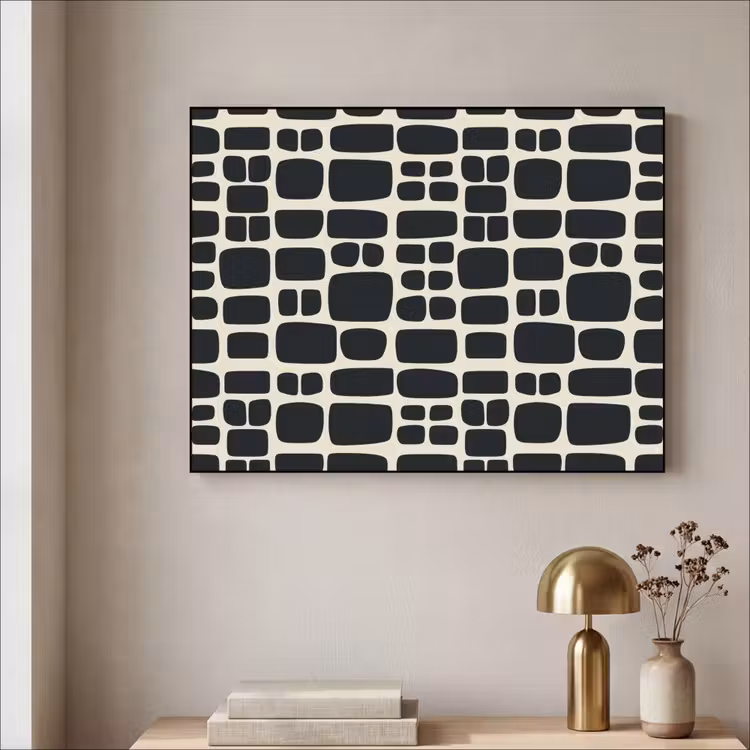 Modern - Organisch - Zwart Textielframe zwart klein 947 -sfeer2