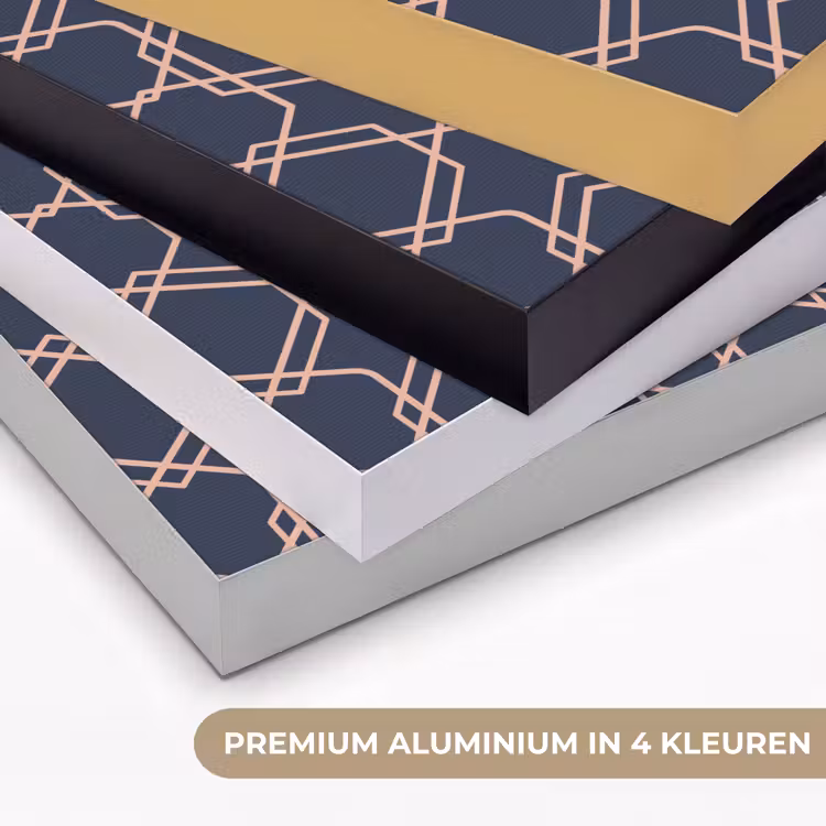 Modern - Patroon - Donkerblauw - Roze Textielframe zwart klein 947 -USP_kleurenNL
