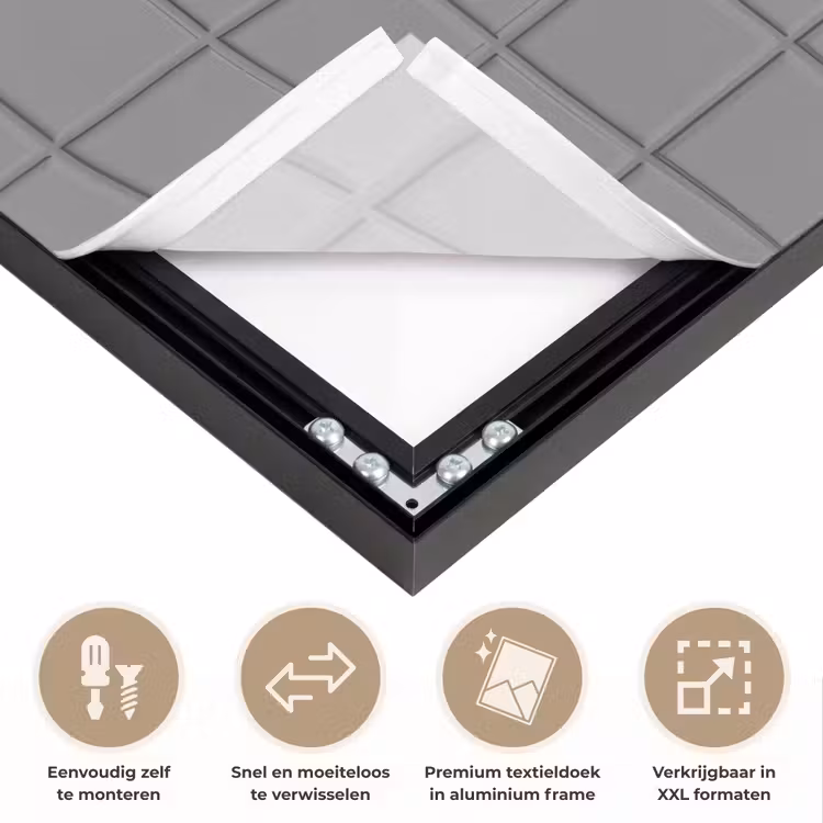 Modern - Patroon - Grijs Textielframe zwart klein 947 -USP_closeupNL