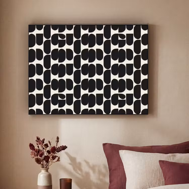 Modern - Patroon - Zwart Textielframe zwart klein 947 -sfeer1