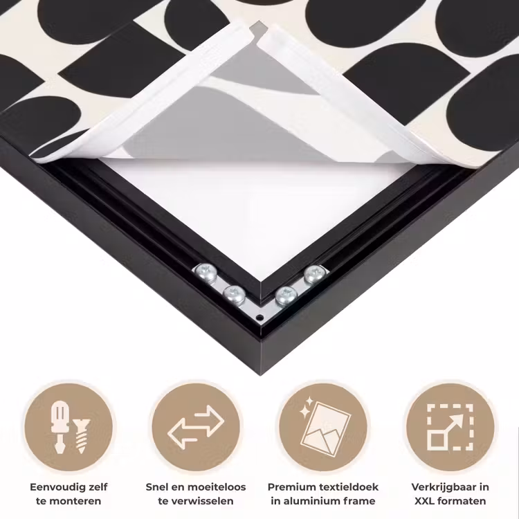 Modern - Patroon - Zwart Textielframe zwart klein 947 -USP_closeupNL