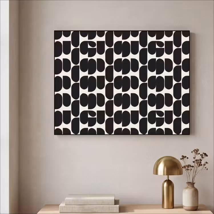 Modern - Patroon - Zwart Textielframe zwart klein 947 -sfeer2