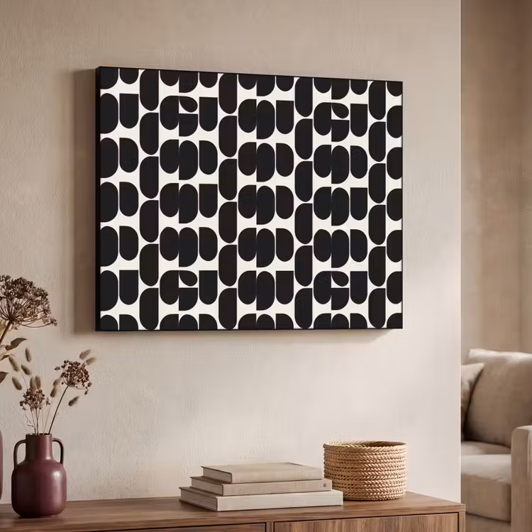 Modern - Patroon - Zwart Textielframe zwart klein 947 -sfeer3