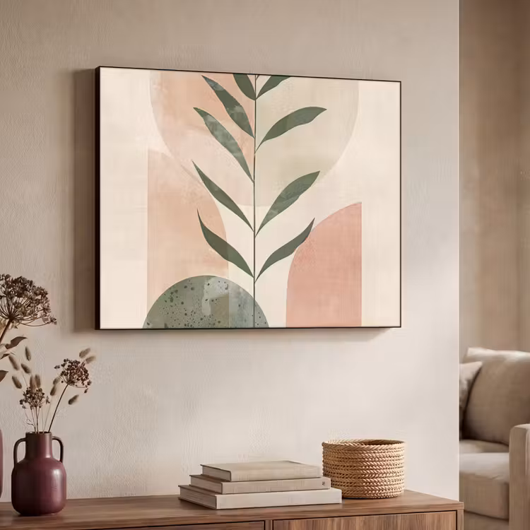 Modern - Roze - Groen - Natuur - Aesthetic Textielframe zwart klein -sfeer3