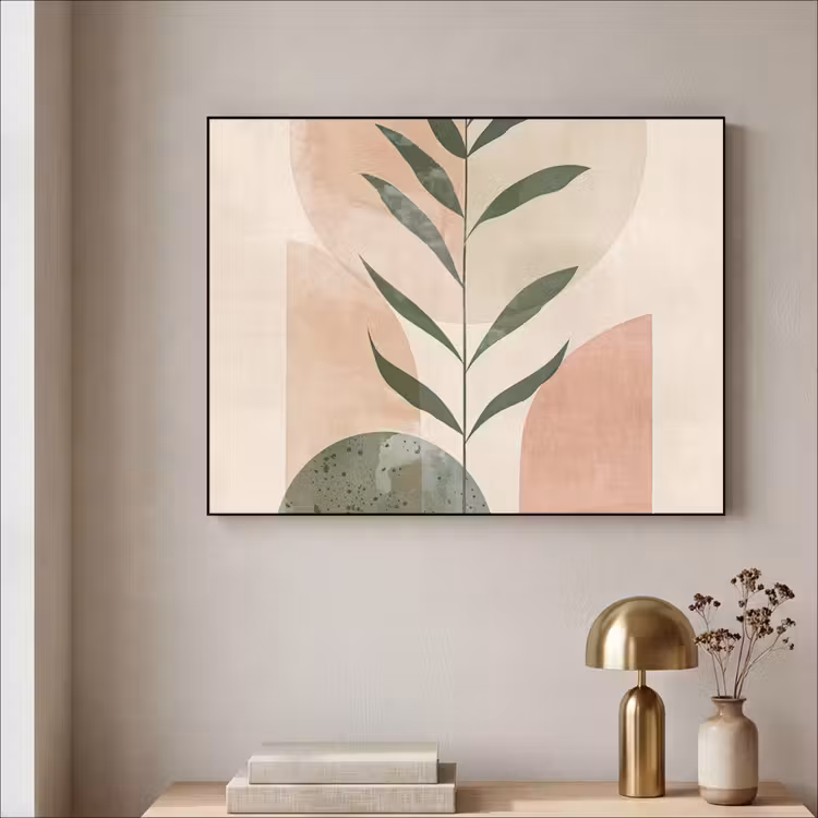 Modern - Roze - Groen - Natuur - Aesthetic Textielframe zwart klein -sfeer2