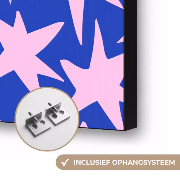 Modern - Sterren - Blauw Textielframe zwart klein 947 -USP_ophangsysteemNL