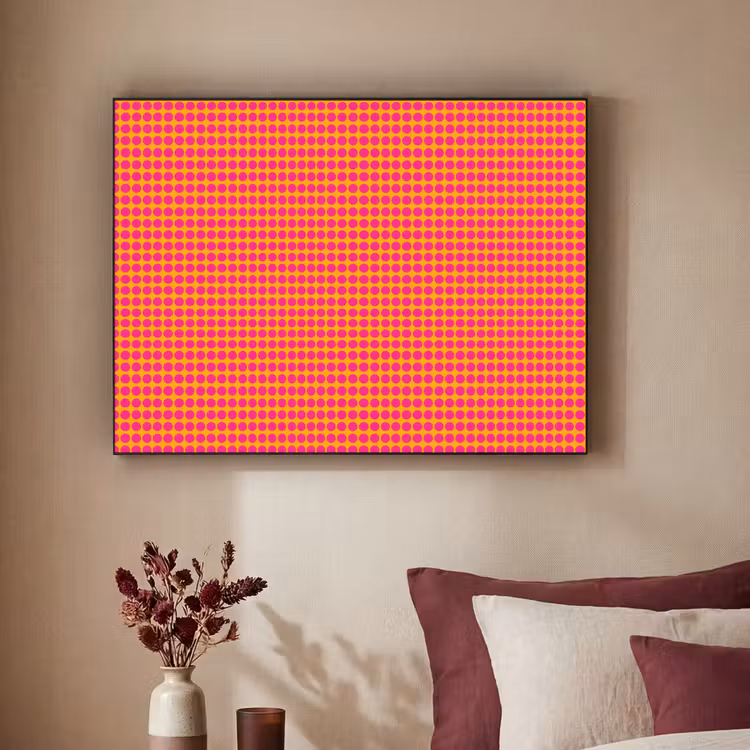 Modern - Stippen - Oranje Textielframe zwart klein 947 -sfeer1