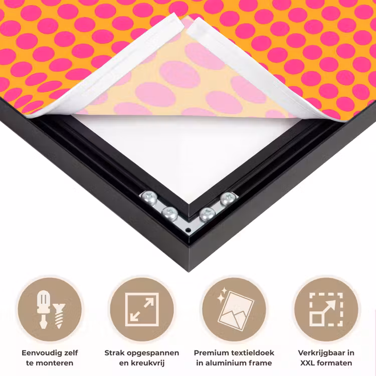 Modern - Stippen - Oranje Textielframe zwart klein 947 -USP_feed_closeupNL