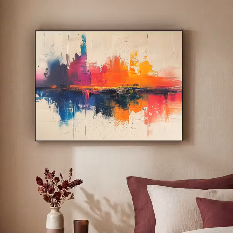 Modern - Verf - Kunst - Kleurrijk Textielframe - compleet frame klein -sfeer1