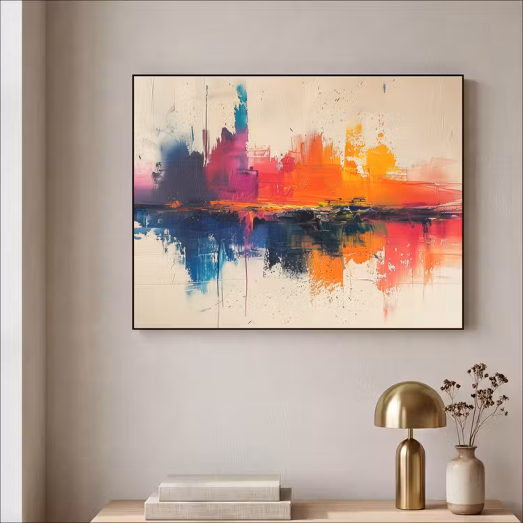 Modern - Verf - Kunst - Kleurrijk Textielframe - compleet frame klein -sfeer2