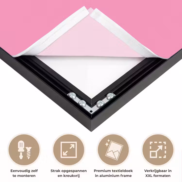 Moeder - Boodschap -Roze Textielframe zwart klein -USP_feed_closeupNL