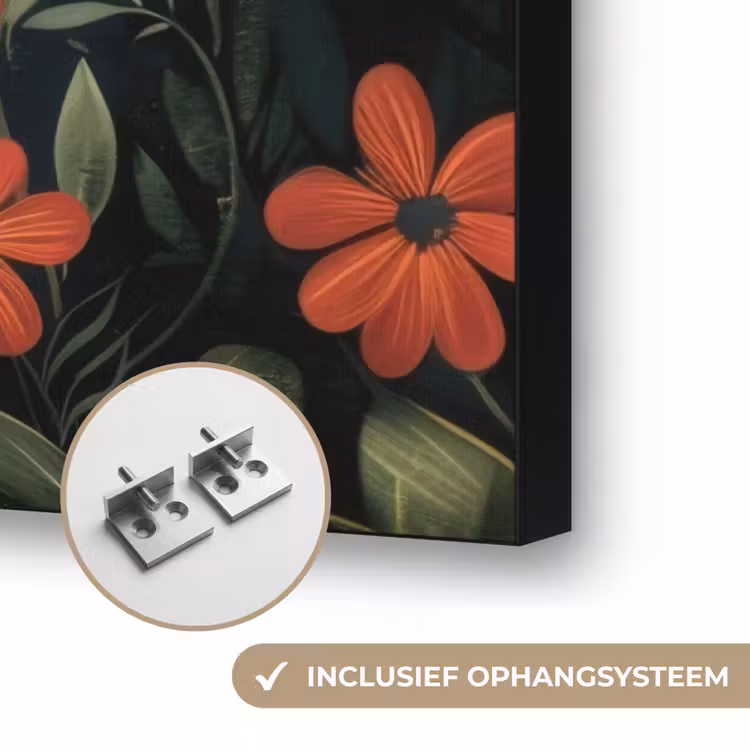 Moeder - Kind - Kleurrijk - Bloemen Textielframe zwart klein -USP_ophangsysteemNL