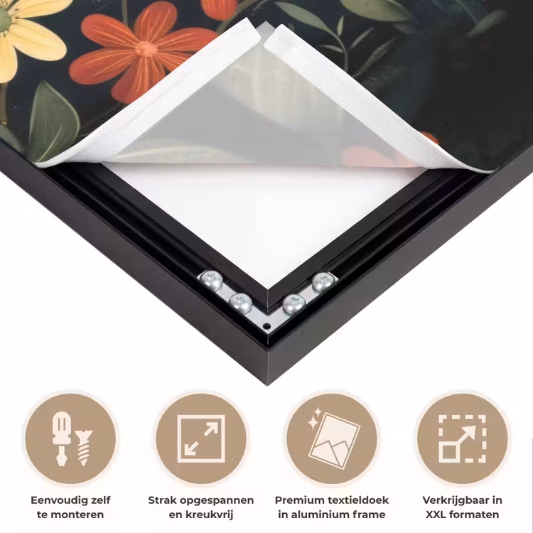 Moeder - Kind - Kleurrijk - Bloemen Textielframe zwart klein -USP_feed_closeupNL