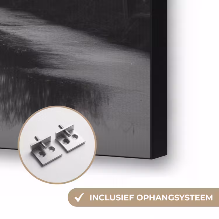Molen - Weerspiegeling - Landschap - Water Textielframe zwart klein -USP_ophangsysteemNL