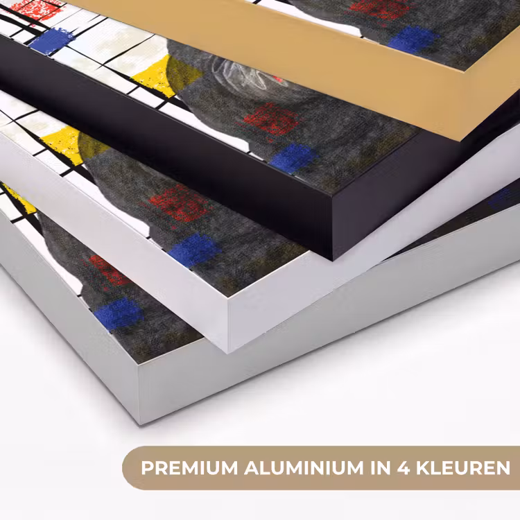 Mona Lisa - Mondriaan - Oude Meesters Textielframe zwart klein -USP_kleurenNL