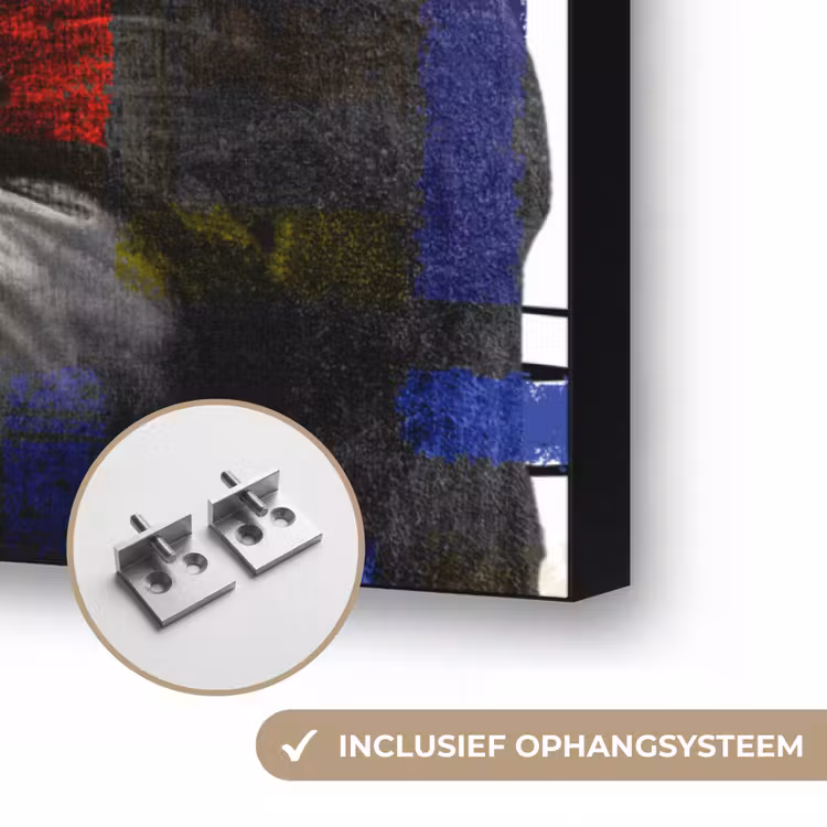 Mona Lisa - Mondriaan - Oude Meesters Textielframe zwart klein -USP_ophangsysteemNL