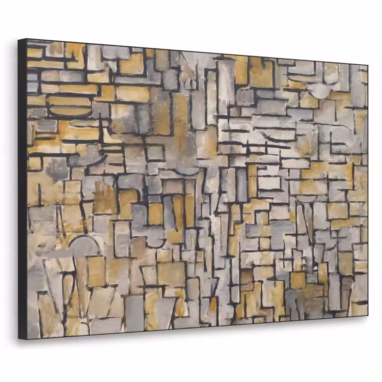 Mondriaan - Kunst - Oude meesters - Tableau I Textielframe zwart klein -3d