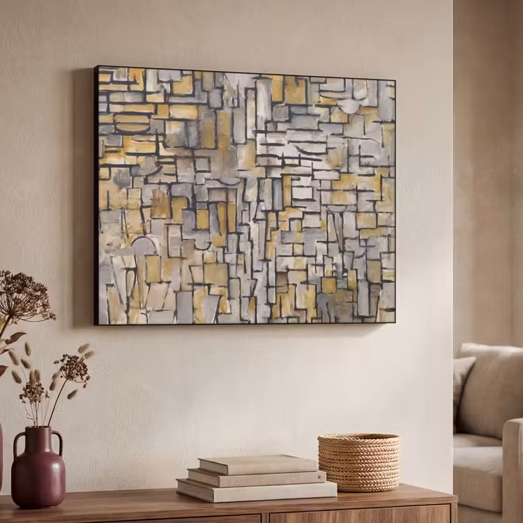 Mondriaan - Kunst - Oude meesters - Tableau I Textielframe zwart klein -sfeer3