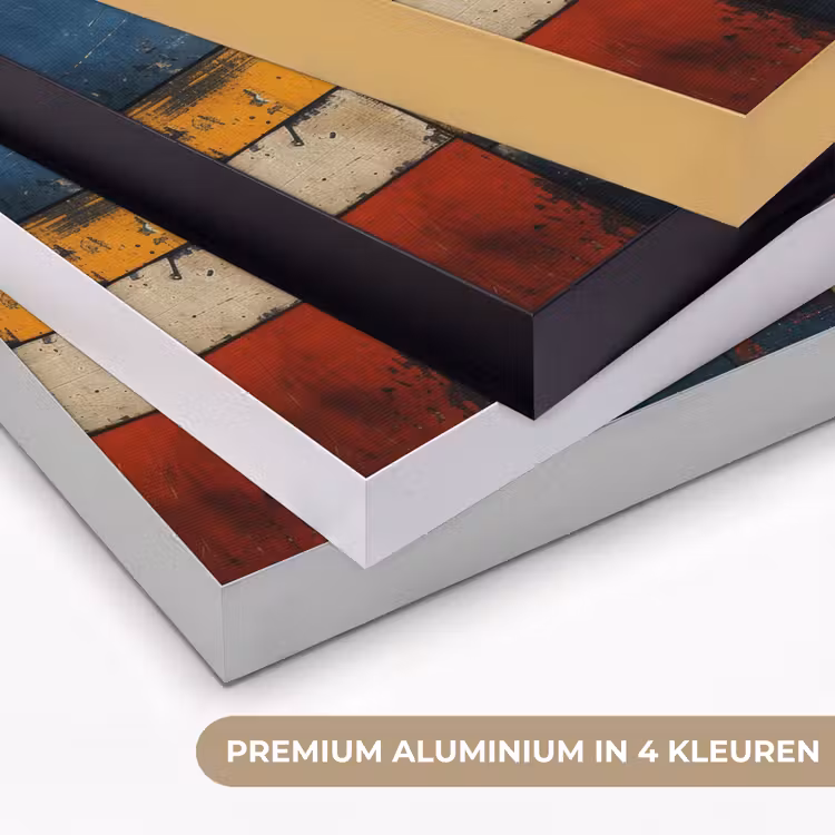 Mondriaan stijl - Kunst - Kleurrijk - Modern Textielframe zwart klein -USP_kleurenNL