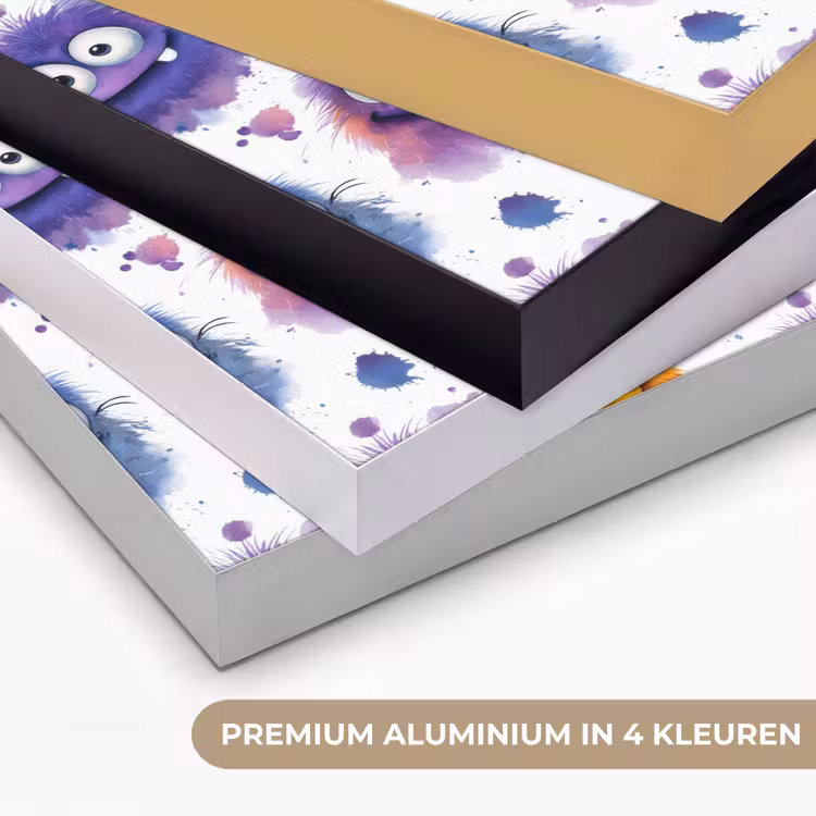 Monstertjes - Aquarel - Kleurrijk Textielframe zwart klein 947 -USP_kleurenNL