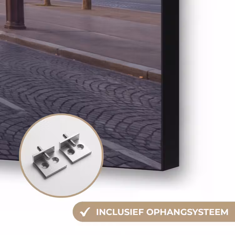 Monument - Parijs - Zonsondergang - Architectuur - Goud Textielframe zwart klein -USP_ophangsysteemNL
