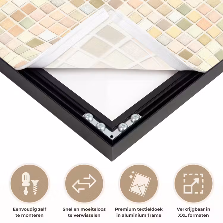 Mozaïek - Patroon - Beige Textielframe zwart klein 947 -USP_closeupNL