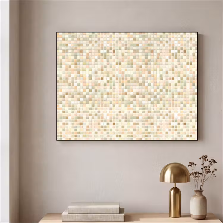 Mozaïek - Patroon - Beige Textielframe zwart klein 947 -sfeer2