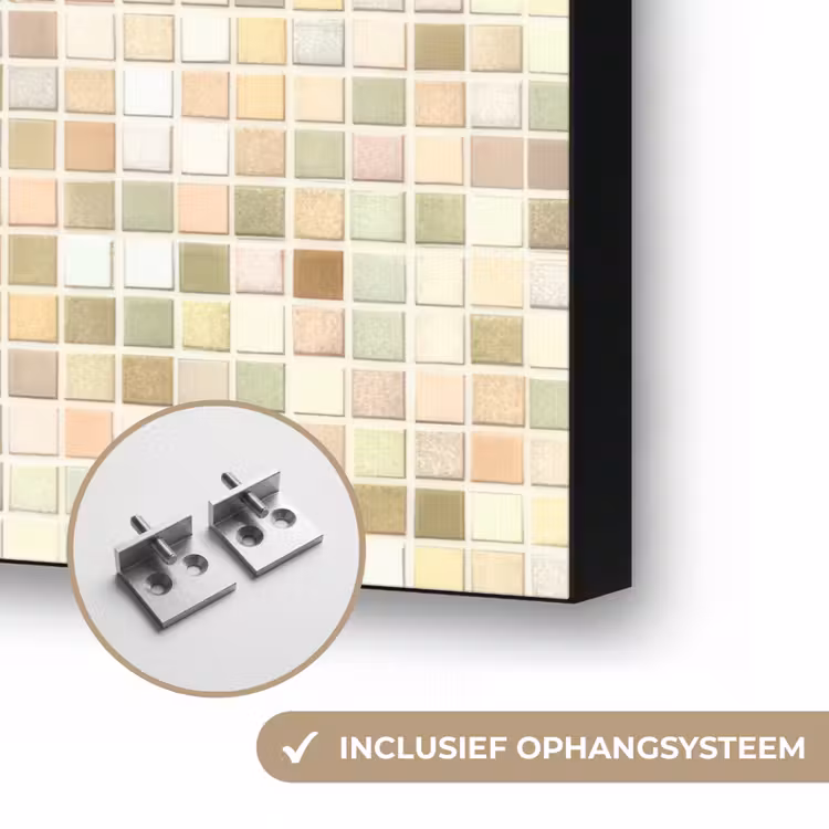 Mozaïek - Patroon - Beige Textielframe zwart klein 947 -USP_ophangsysteemNL