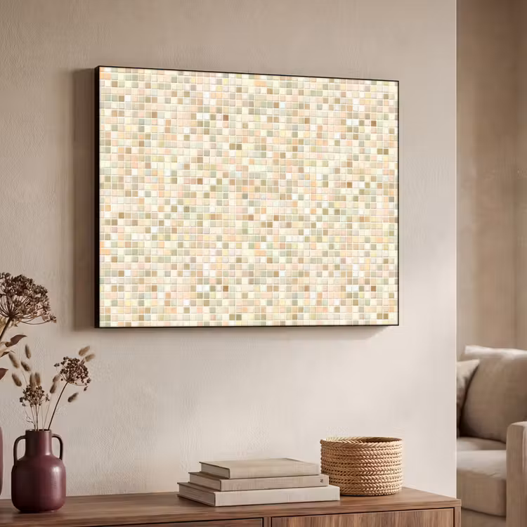 Mozaïek - Patroon - Beige Textielframe zwart klein 947 -sfeer3