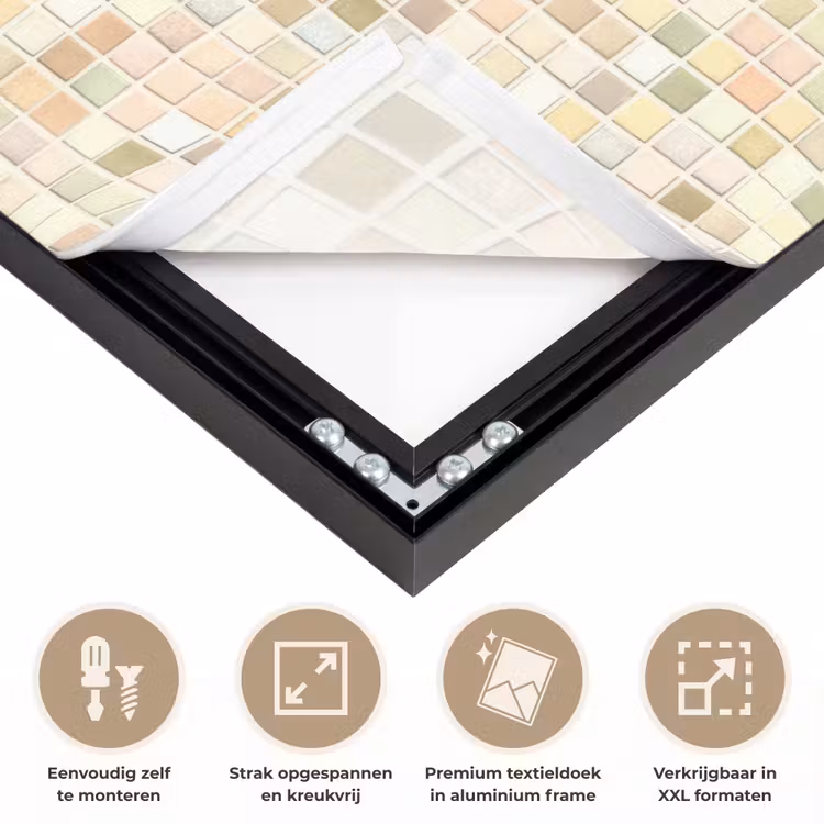 Mozaïek - Patroon - Beige Textielframe zwart klein 947 -USP_feed_closeupNL