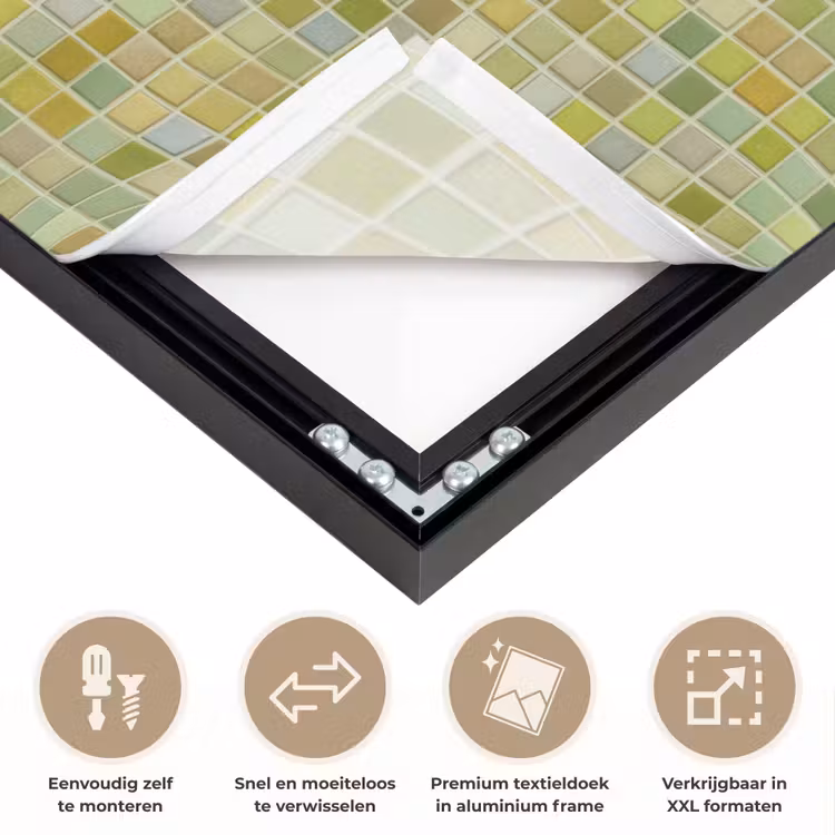 Mozaïek - Patroon - Groen Textielframe zwart klein 947 -USP_closeupNL