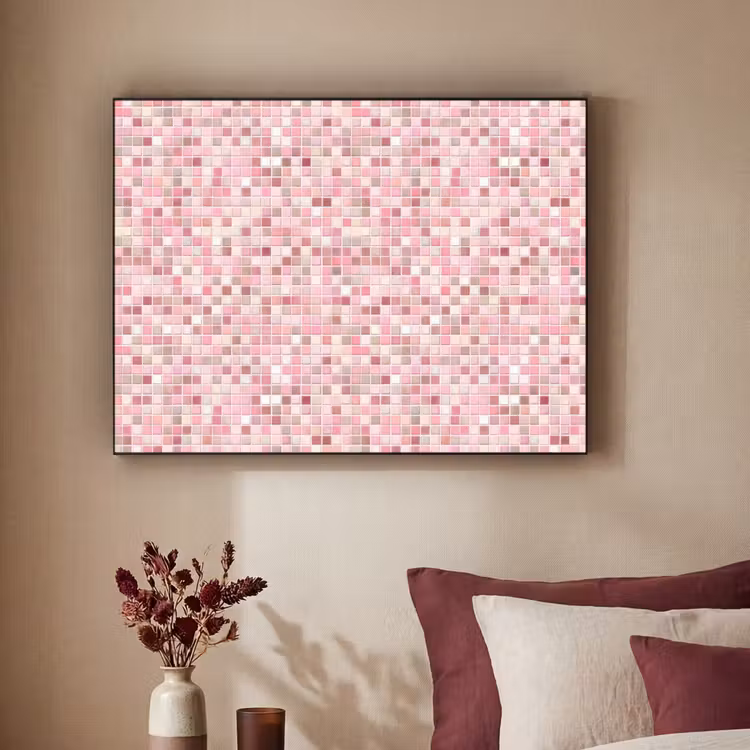 Mozaïek - Patroon - Roze Textielframe zwart klein 947 -sfeer1