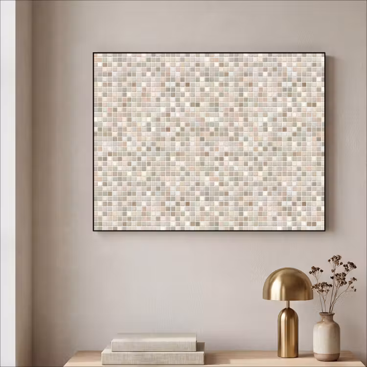Mozaïek - Patroon- Taupe Textielframe zwart klein 947 -sfeer2
