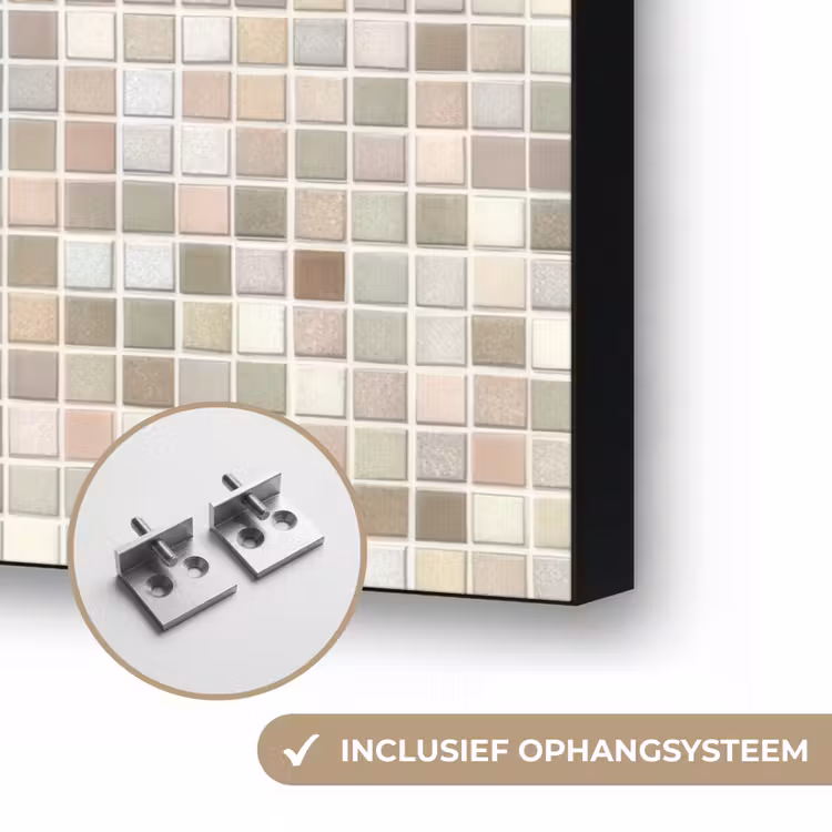 Mozaïek - Patroon- Taupe Textielframe zwart klein 947 -USP_ophangsysteemNL