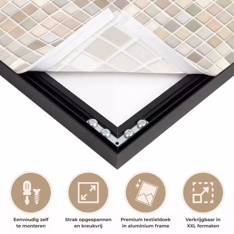 Mozaïek - Patroon- Taupe Textielframe zwart klein 947 -USP_feed_closeupNL