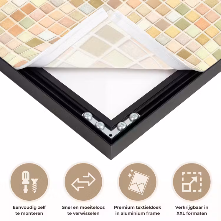 Mozaïek - Patroon - Terracotta Textielframe zwart klein 947 -USP_closeupNL