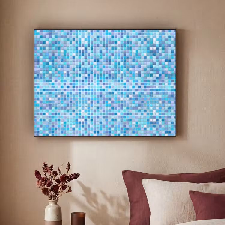 Mozaïek - Patroon - Turquoise Textielframe zwart klein 947 -sfeer1