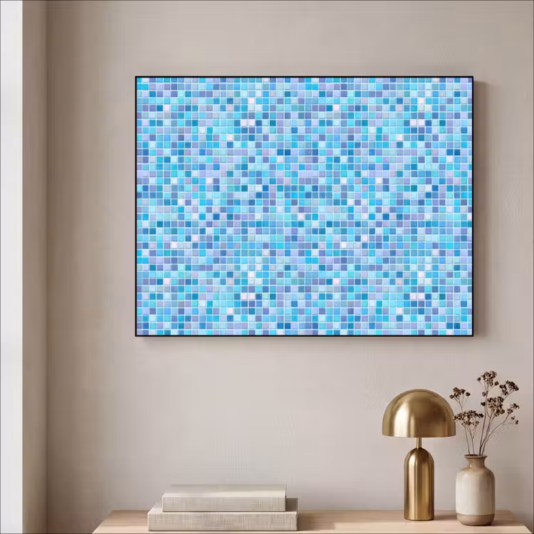 Mozaïek - Patroon - Turquoise Textielframe zwart klein 947 -sfeer2