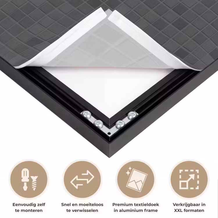Mozaïek - Patroon - Zwart Textielframe zwart klein 947 -USP_closeupNL