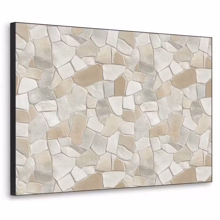Mozaïek - Stenen - Beige Textielframe zwart klein 947 -3d