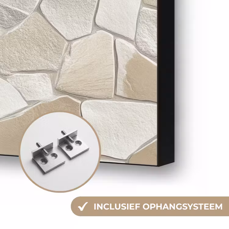 Mozaïek - Stenen - Beige Textielframe zwart klein 947 -USP_ophangsysteemNL